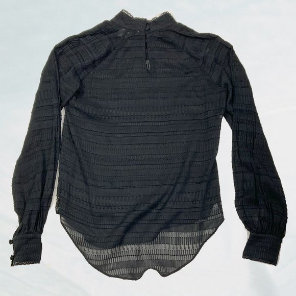 Veronica Beard Aniya Lace Silk-Blend Blouse Black Size 0 - Picture 3 of 10